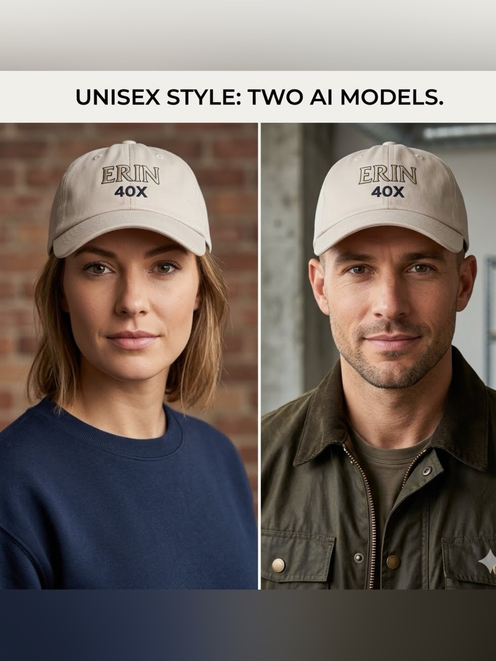 Adams Beige 'ERIN 40X' Embroidered Baseball Cap Golf NWT unisex